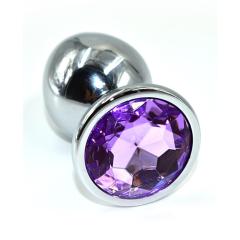 Большая серебряная анальная пробка с фиолетовым кристаллом, Kanikule AP-AL001-LLV